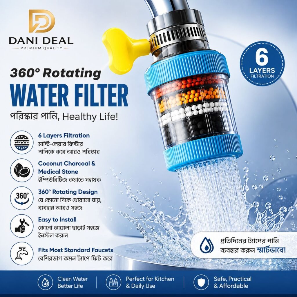 6 Layers Faucet Water Purifier Nozzle 360° Rotating Kitchen Tap Filter